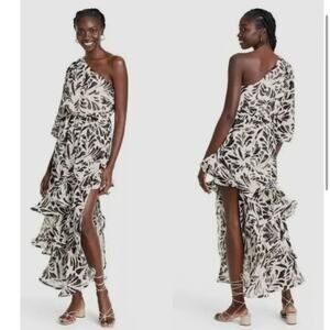 Alexis Fot Target Botanical Black White one shoulder high low Dress Small